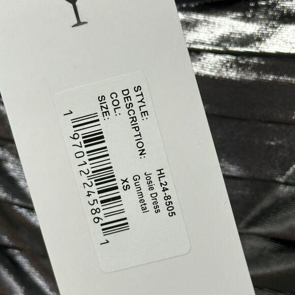 NWT Retrofete Strapless Formal Josie Dress in Gunmetal Metallic Gray Womens XS - Picture 9 of 12